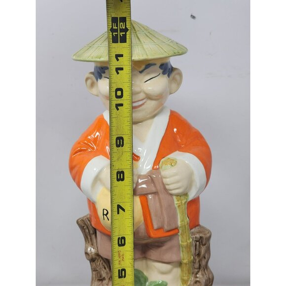 Vintage Ceramic Asian Man Rice Bag Hiking Stick Storage‎ Holder Decanter - Picture 13 of 13